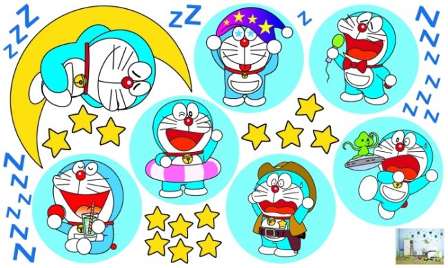 Mẫu giấy dán tường Doraemon phòng ngủ dành cho trẻ nhỏ 2