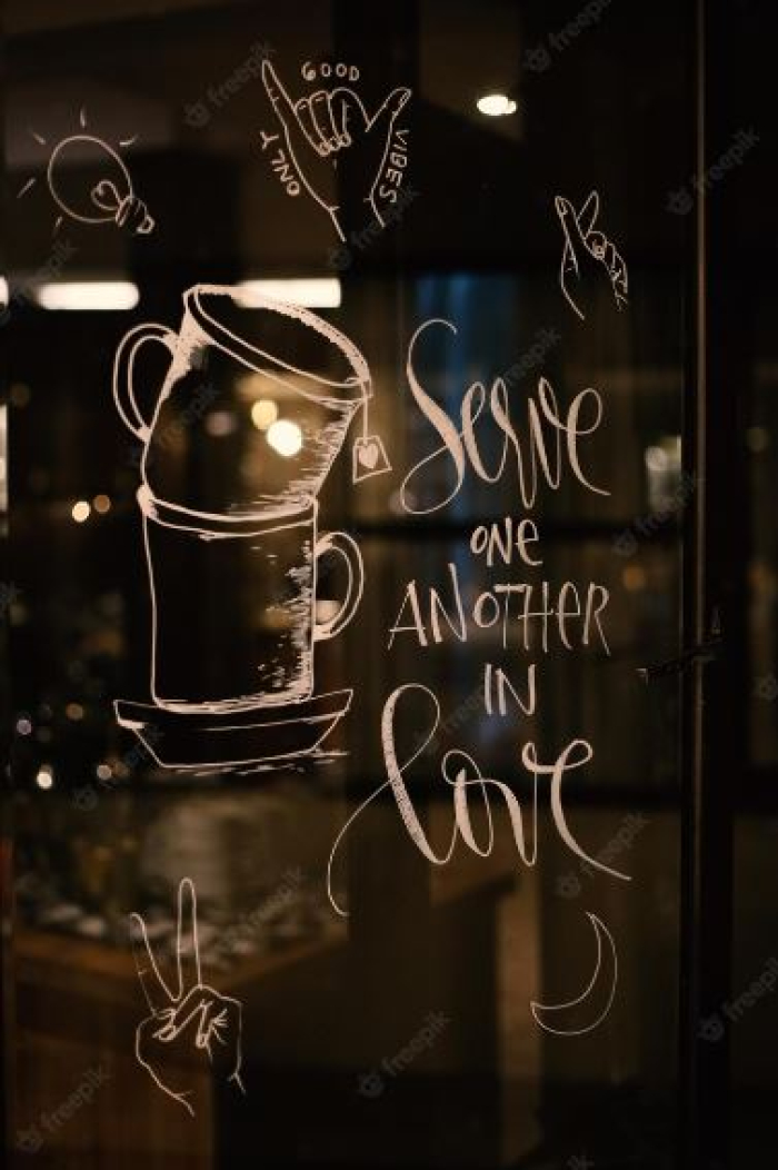 Decal dán kính quán cafe 5