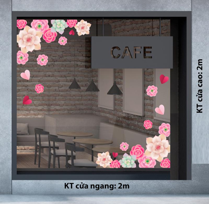 Decal dán kính quán cafe 10