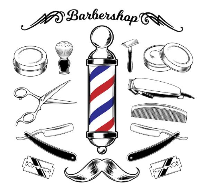 Decal dán kính tiệm tóc barber 7