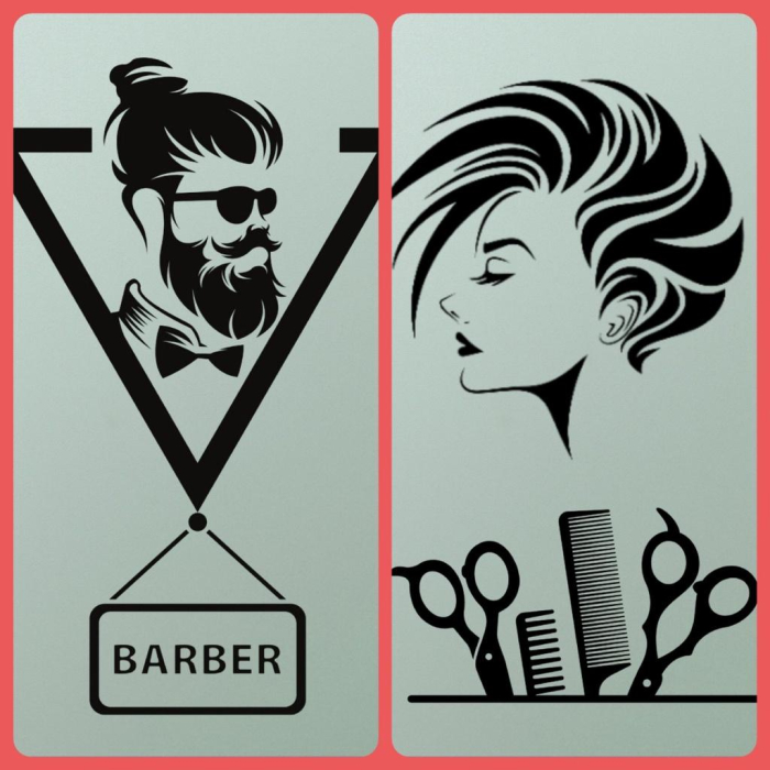 Decal dán kính tiệm tóc barber 9