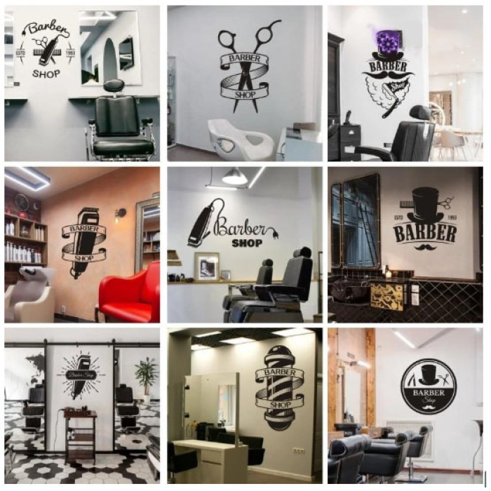 Decal dán kính tiệm tóc barber 10
