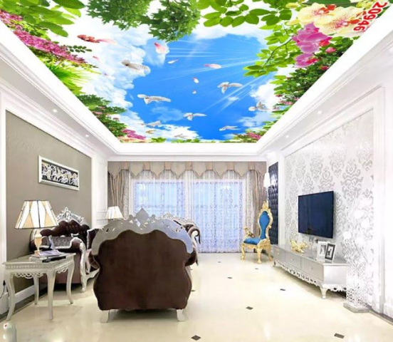 Tranh dán tường 3D bầu trời 1