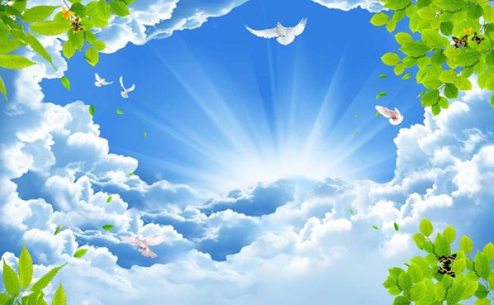 Tranh dán tường 3D bầu trời 6