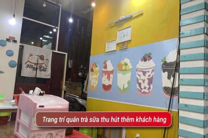 Decal dán kính quán trà sữa 5