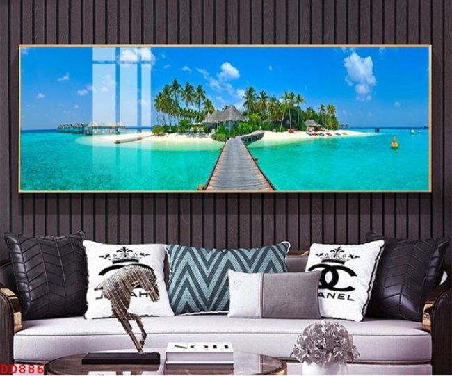 Tranh dán tường phong cảnh biển, bãi biển 3D khổ lớn giá rẻ TPHCM 4