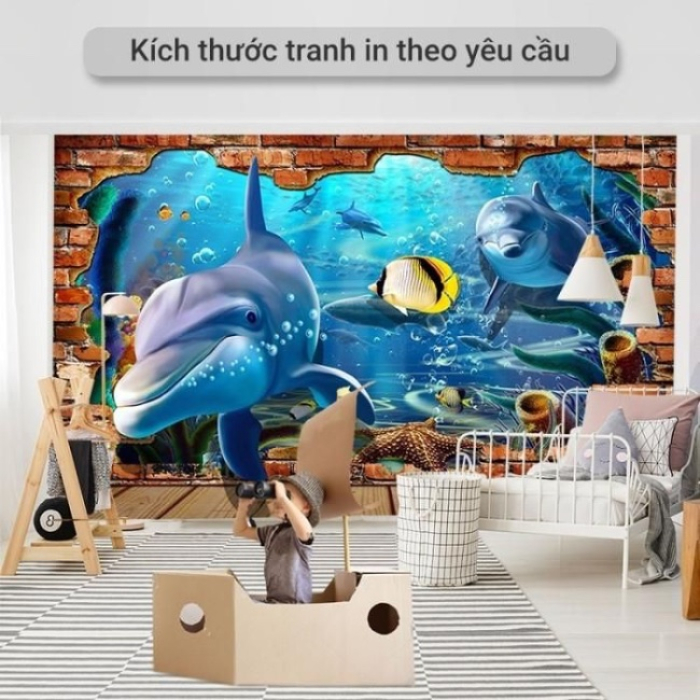 Tranh phong cảnh biển, bãi biển 3D khổ lớn dán tường giá rẻ TPHCM 8