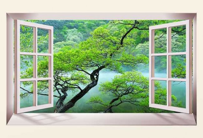 Tranh cửa sổ 3D dán tường giá rẻ đẹp TPHCM 1