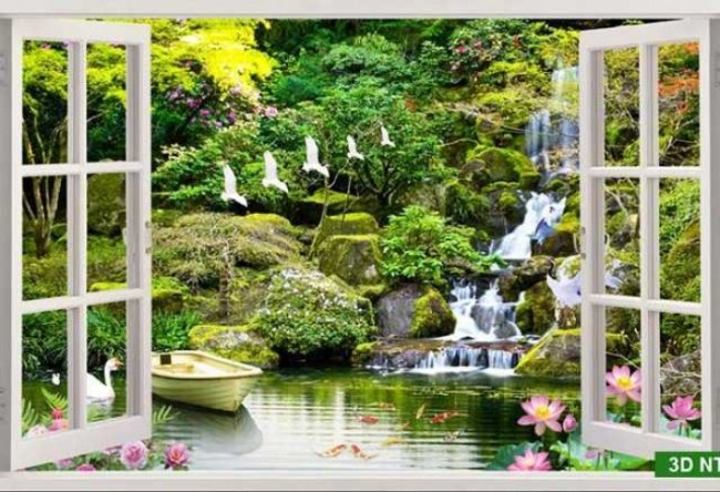 Tranh cửa sổ 3D dán tường giá rẻ đẹp TPHCM 4