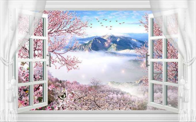Tranh cửa sổ 3D dán tường giá rẻ đẹp TPHCM 5