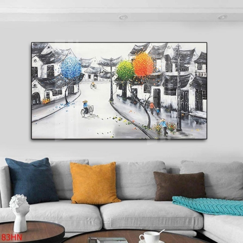 Mẫu tranh dán tường hà nội xưa đen trắng cổ kính đẹp 1