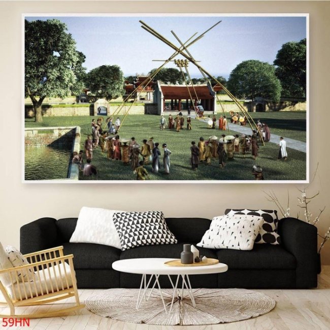 Mẫu tranh dán tường hà nội xưa đen trắng cổ kính đẹp 4