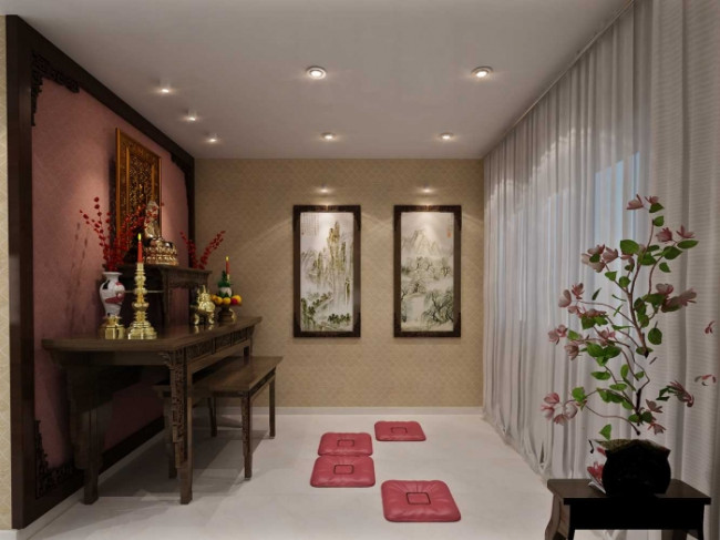 Tranh phòng thờ, sau bàn thờ tổ tiên 3D dán tường đẹp TPHCM 4