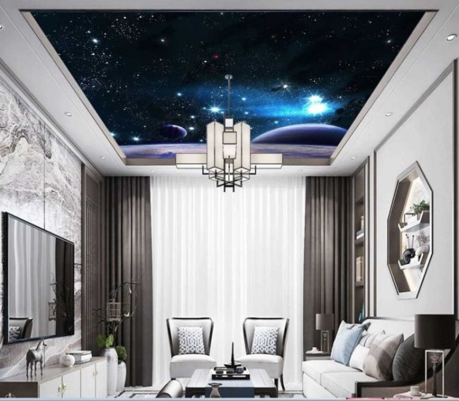 Tranh dán trần nhà thạch cao, phòng khách đẹp rẻ TPHCM 2