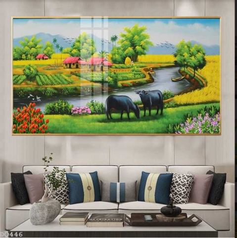 Tranh dán tường 3d cảnh đồng quê việt nam đẹp 1