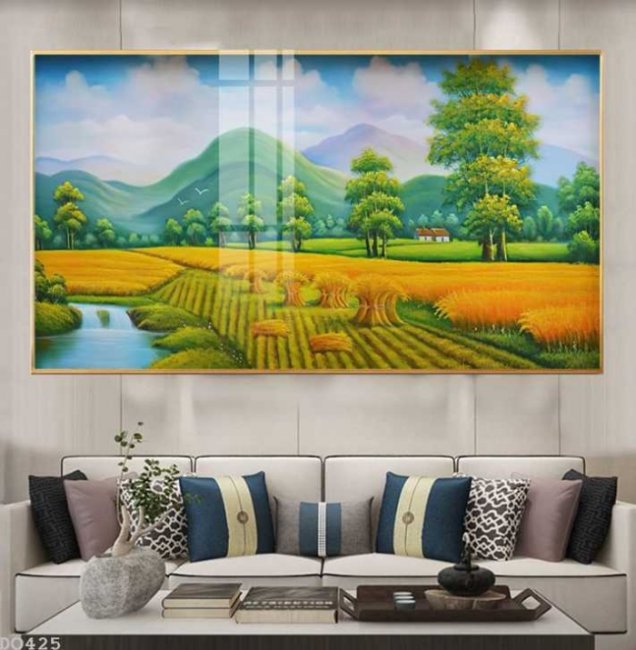 Tranh dán tường 3d cảnh đồng quê việt nam đẹp 2