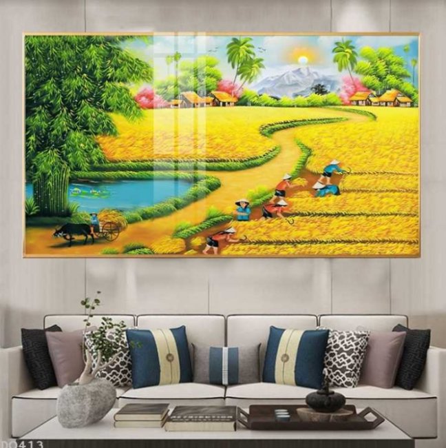 Tranh dán tường 3d cảnh đồng quê việt nam đẹp 3