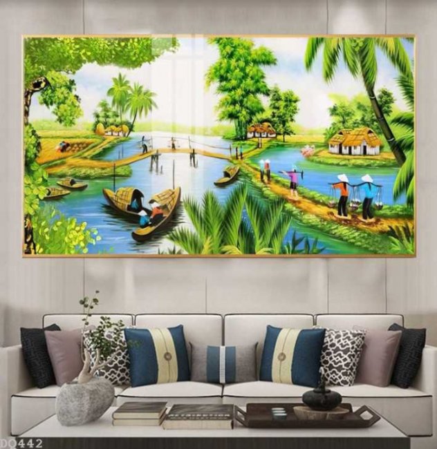 Tranh dán tường 3d cảnh đồng quê việt nam đẹp 6