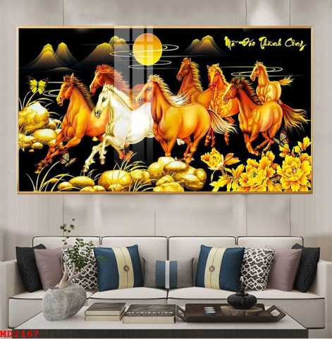 Mẫu tranh mã đáo thành công dán tường đẹp có thi công TPHCM 1