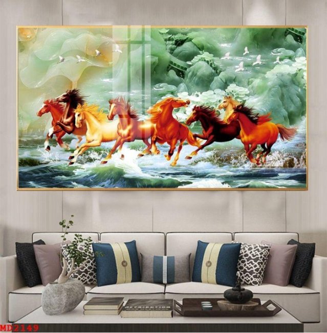 Mẫu tranh mã đáo thành công dán tường đẹp có thi công TPHCM 3