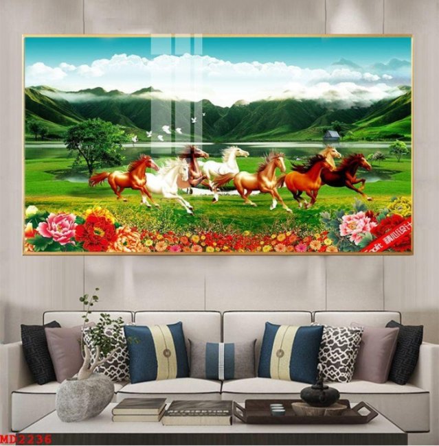 Mẫu tranh mã đáo thành công dán tường đẹp có thi công TPHCM 6