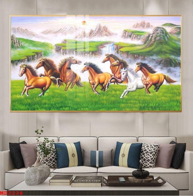 Mẫu tranh mã đáo thành công dán tường đẹp có thi công TPHCM 9