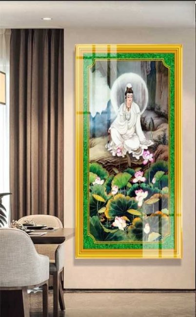 Tranh dán tường hình phật 3D, phật thích ca, in & thi công tận nơi 3