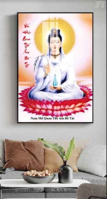 Tranh dán tường hình phật 3D, phật thích ca, in & thi công tận nơi 6