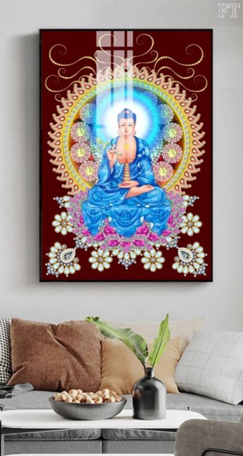 Tranh dán tường hình phật 3D, phật thích ca, in & thi công tận nơi 5