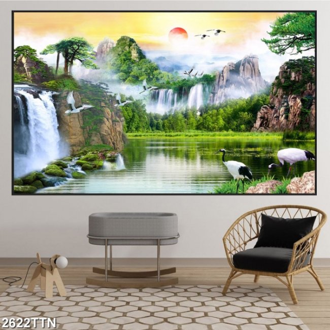 Tranh Sơn Thủy hữu tình dán tường khổ lớn giá rẻ TPHCM 5