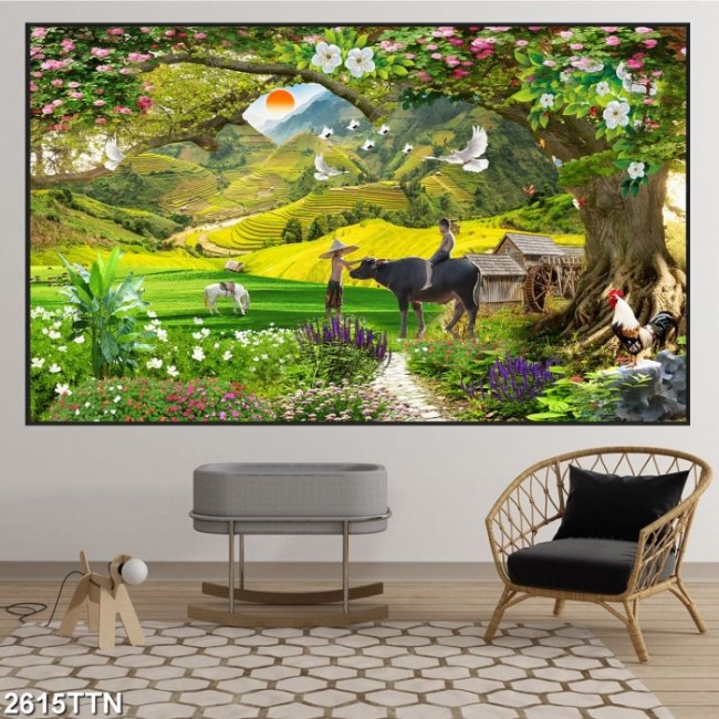 Tranh Sơn Thủy hữu tình dán tường khổ lớn giá rẻ TPHCM 6