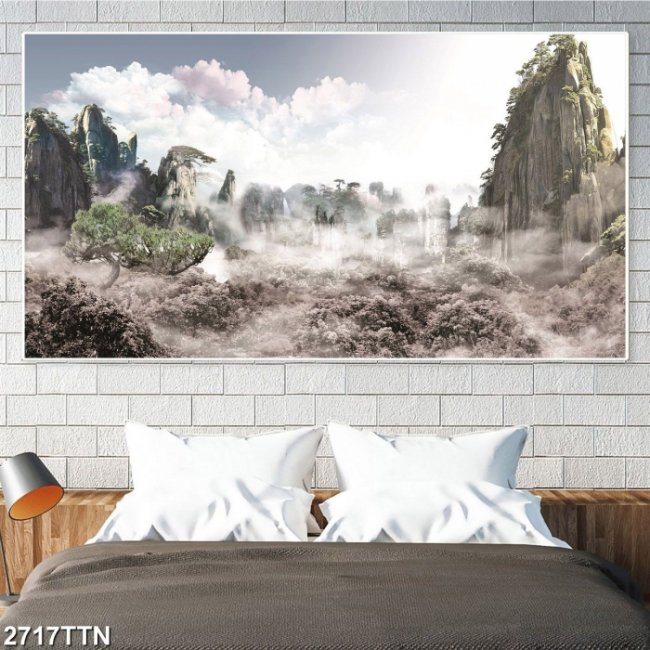 Tranh Sơn Thủy hữu tình dán tường khổ lớn giá rẻ TPHCM 9