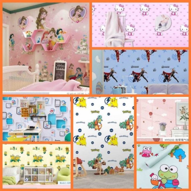 Giấy dán tường hoạt hình chất liệu an toàn bền đẹp phù hợp với trẻ nhỏ 4