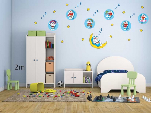 Mẫu giấy dán tường Doraemon phòng ngủ dành cho trẻ nhỏ 1
