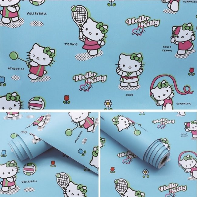 Mẫu Giấy Dán Tường Hello Kitty Dễ Thương Cho Phòng Ngủ 4