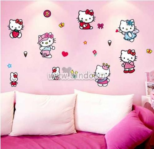 Giấy dán tường hello kitty giá rẻ cho bé nhà bạn 1