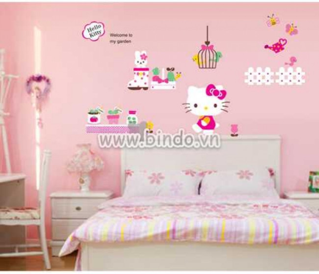 Giấy dán tường hello kitty giá rẻ cho bé nhà bạn 2