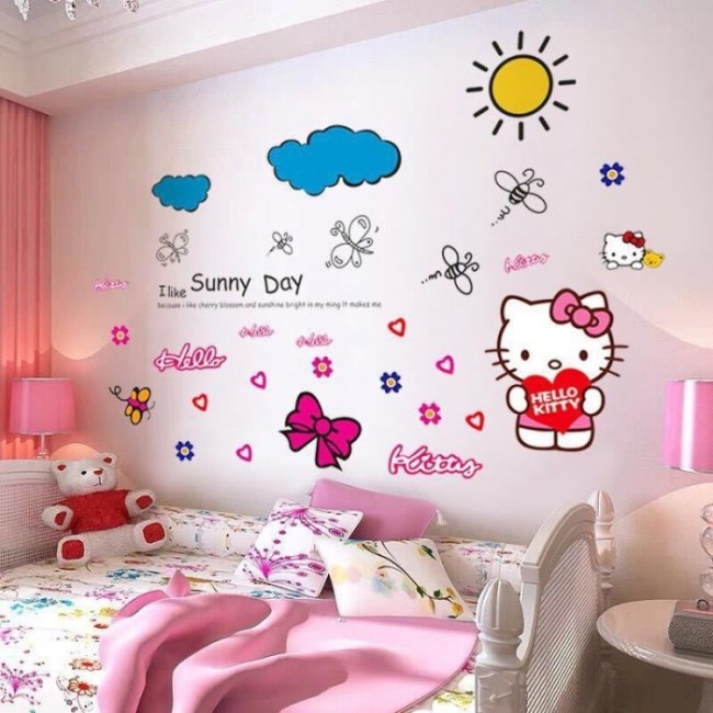 Giấy dán tường hello kitty giá rẻ cho bé nhà bạn 4