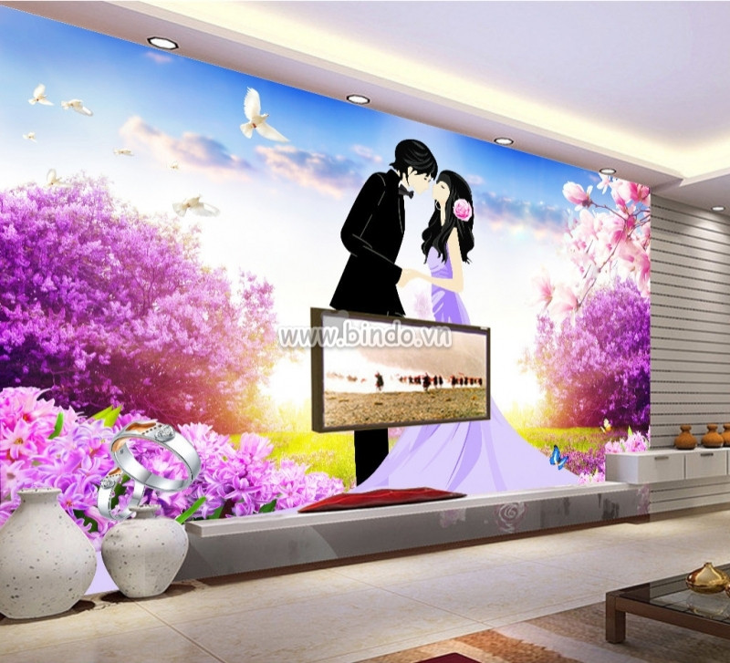 Cách chọn tranh dán tường khổ lớn cho phòng ngủ vợ chồng