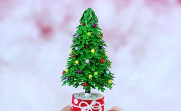 Cách làm cây thông Noel tí hon siêu đơn giản