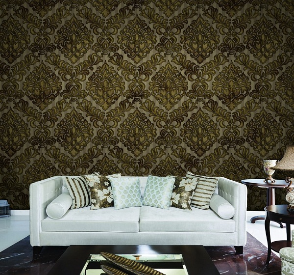 Giấy dán tường phong cách Vintage cho phòng khách