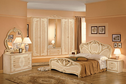 Kết hợp nội thất phòng ngủ với tông màu kem