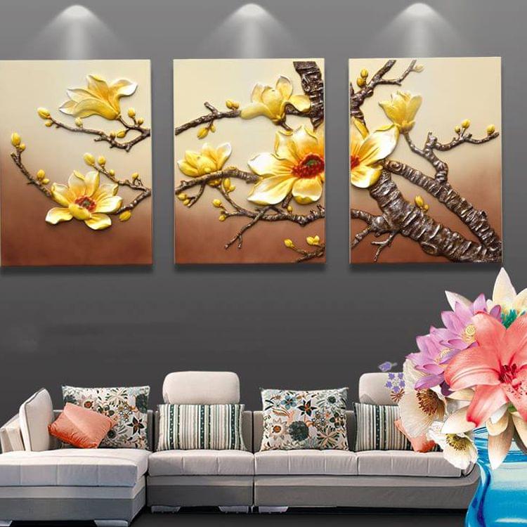 Mẫu tranh dán tường 3d hình hoa mai cực sang trọng