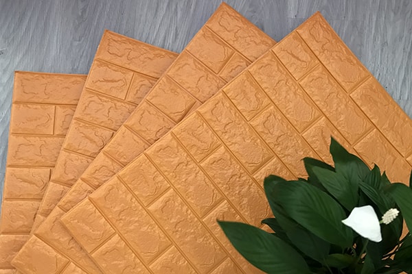 Mẫu xốp dán tường 3d giả gạch màu cam nhạt bạn đã biết