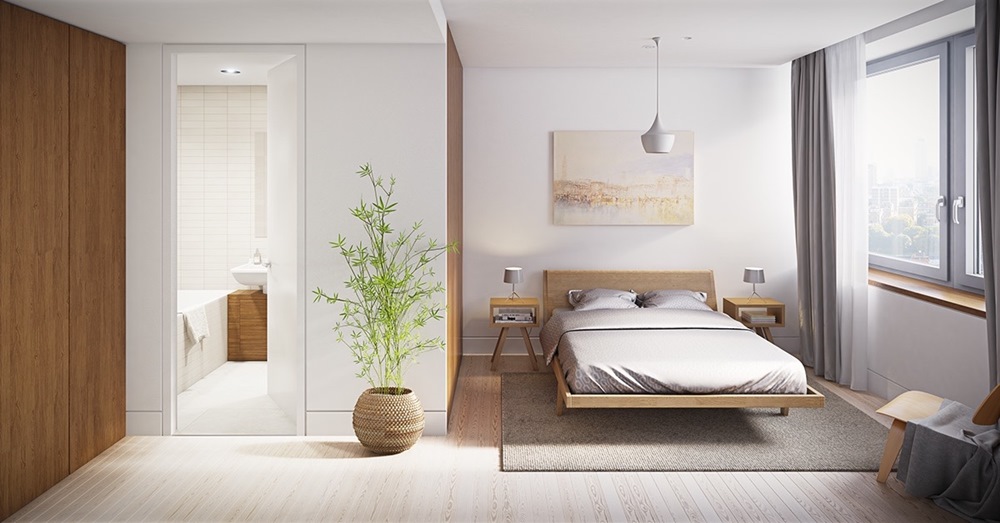 Những phòng ngủ đẹp kết hợp ánh sáng và gam màu trắng