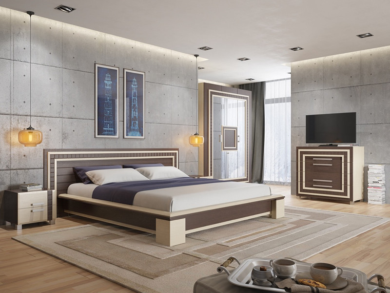 Thiết kế phòng ngủ ấn tượng với tường bê tông