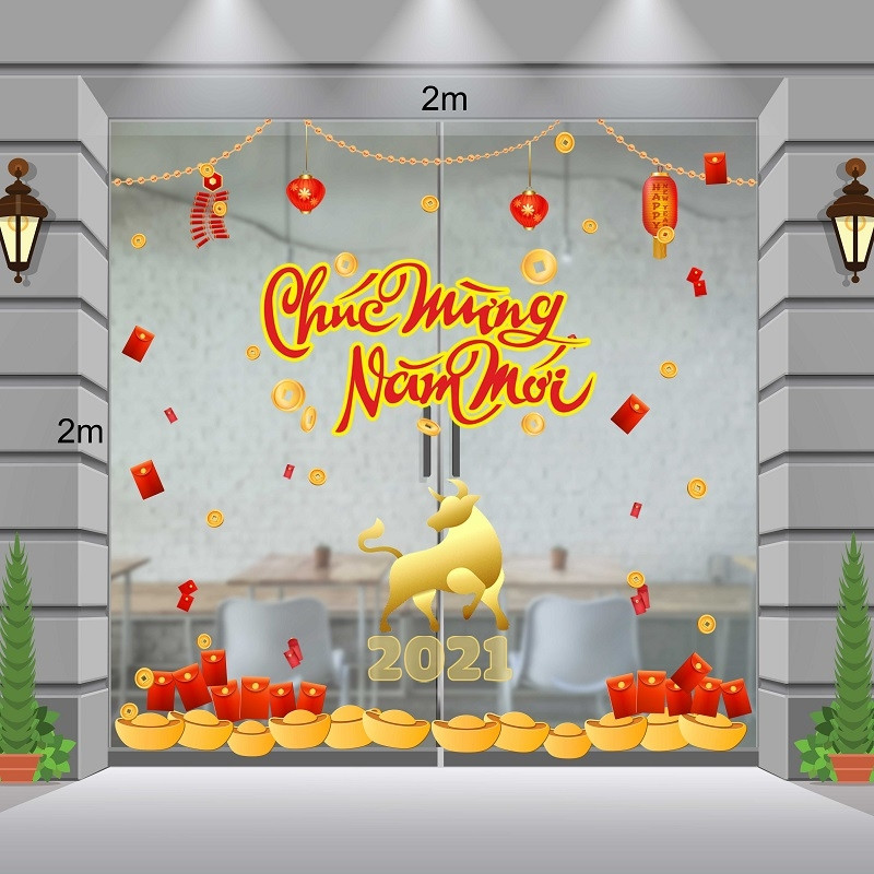 Top 12 mẫu decal dán tường trang trí tết 2021