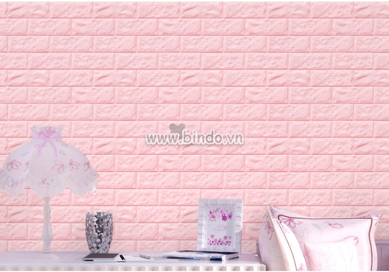 Xốp đá dán tường màu pink dễ thương cho nhà bạn