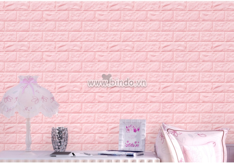 Xốp dán tường 3d giả gạch màu hồng cực hot năm 2018