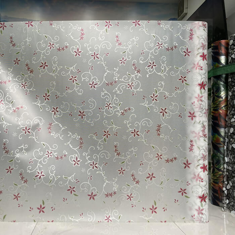 Decal dán kính hoa văn đỏ khổ 90cm